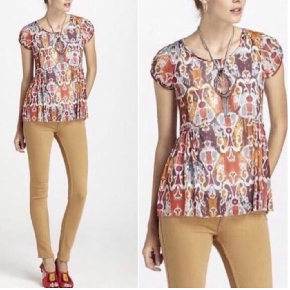 Anthropologie Weston Wear Ikat Mesh Top